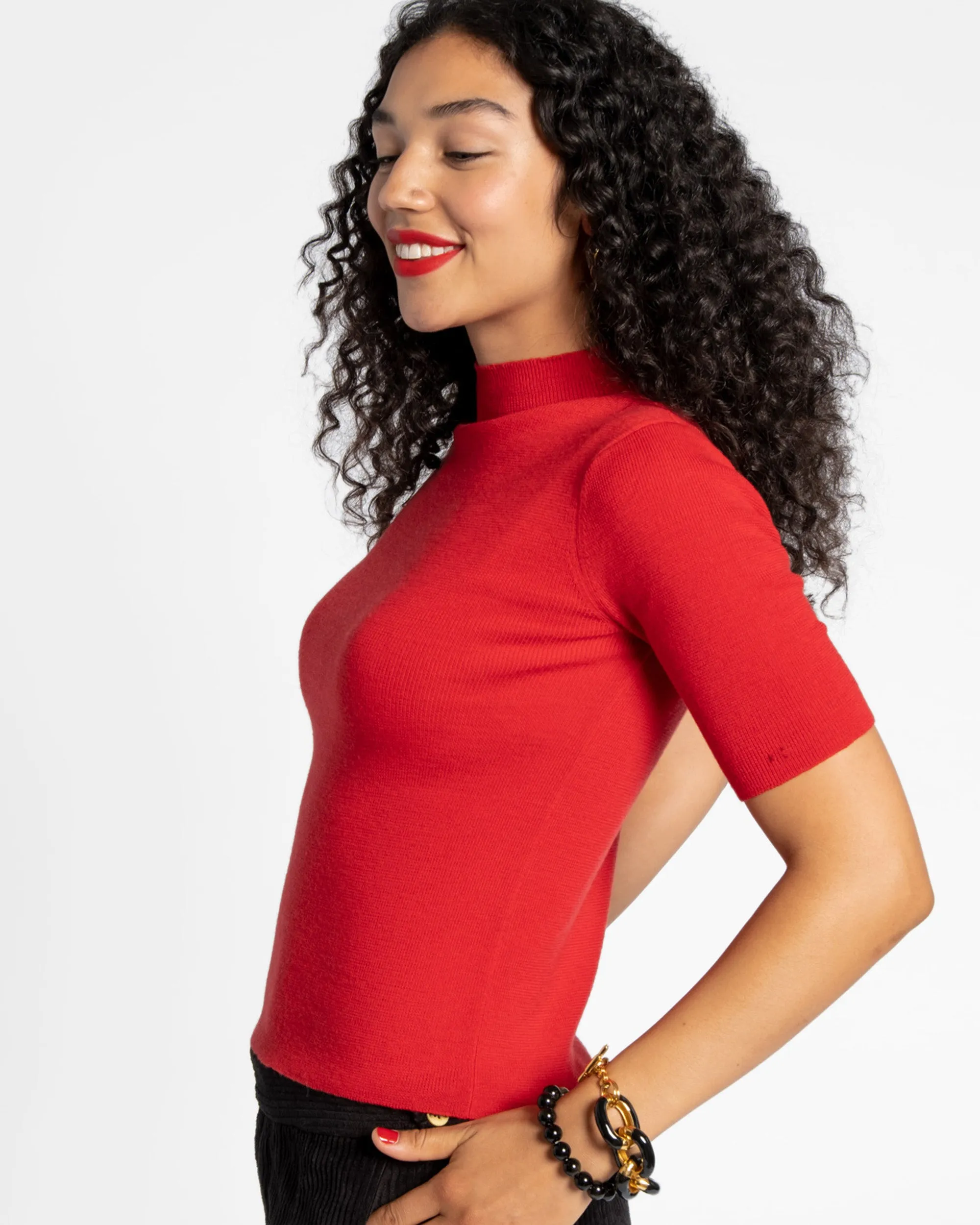 Marie Merino Mock Neck - Red sold by Frances Valentine product image thumbnail 2