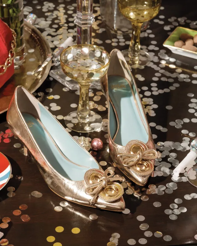 Elizabeth Pump Metallic Leather Platino sold by Frances Valentine