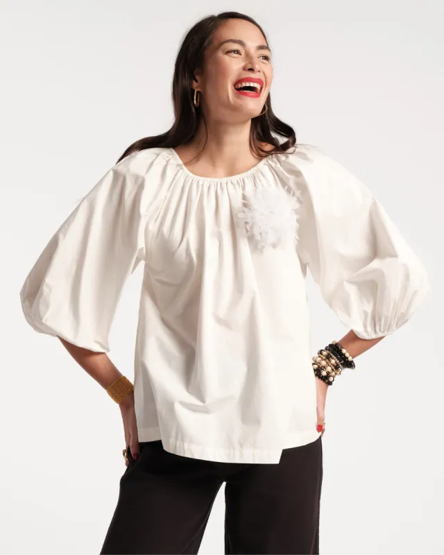 Bliss Top w/Flower White sold by Frances Valentine