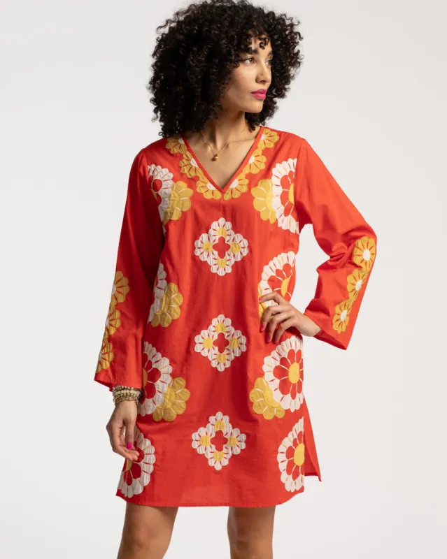 Goldie Tunic Sunrise Coral Multi sold by Frances Valentine