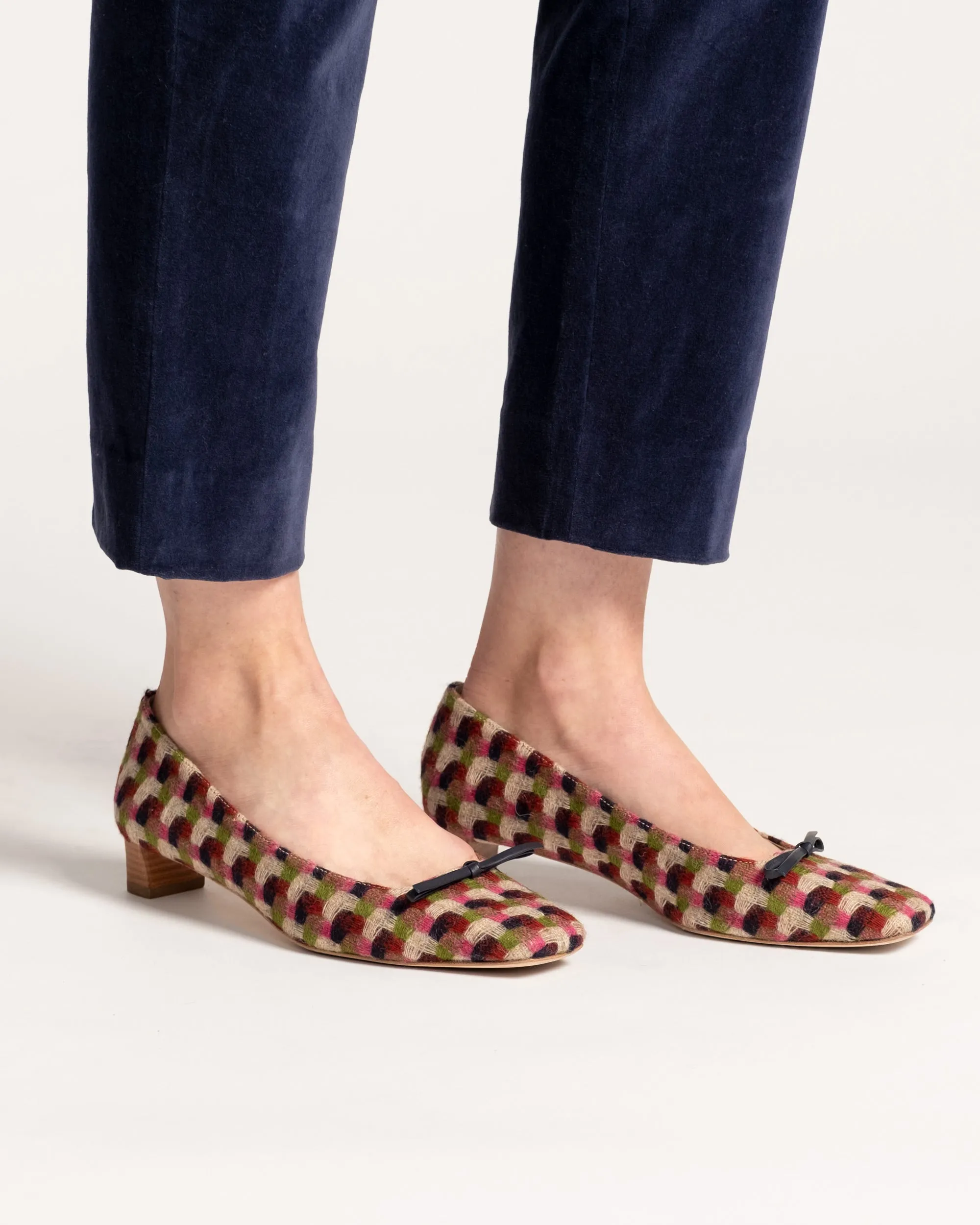 Mary Mini Block Heel Basketweave Plaid sold by Frances Valentine