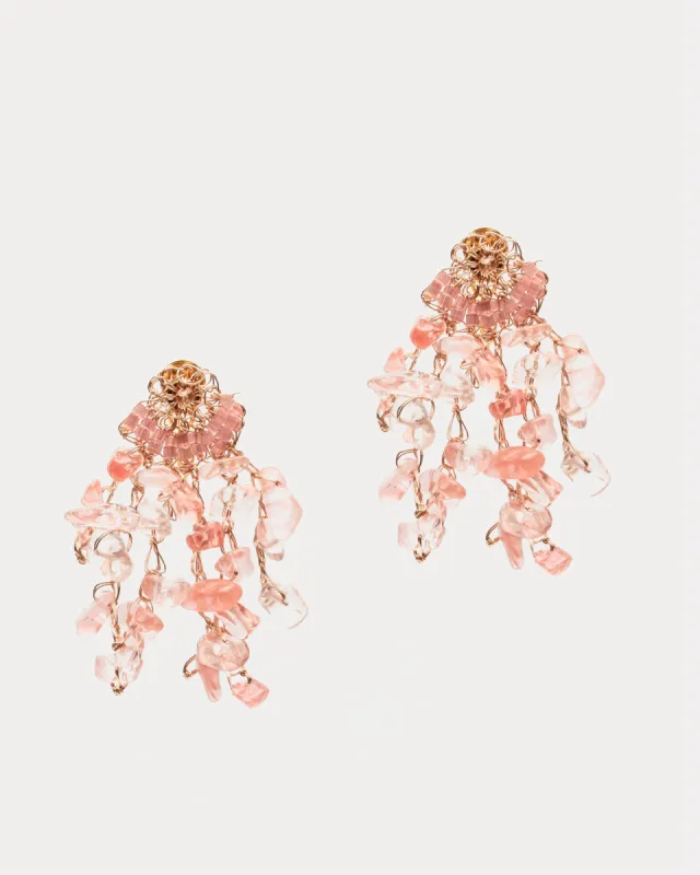 Rocks Mini Chandelier Beaded Earring Blush sold by Frances Valentine