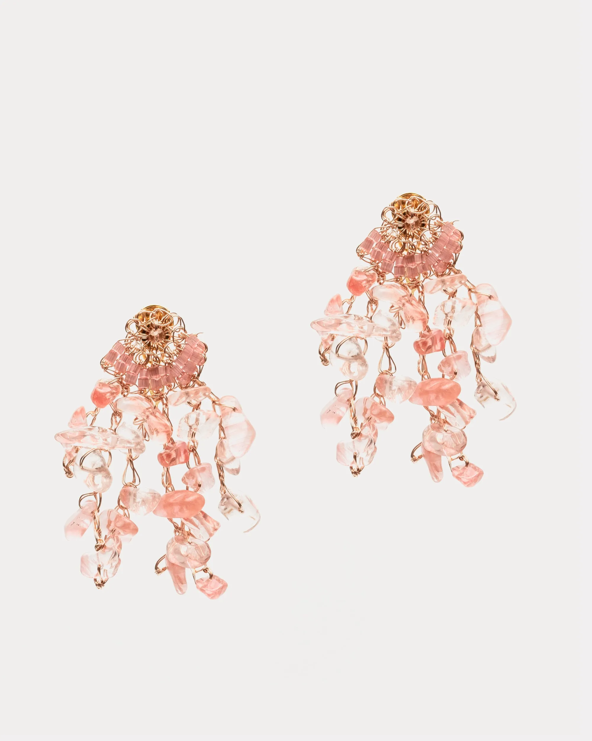 Rocks Mini Chandelier Beaded Earring Blush sold by Frances Valentine
