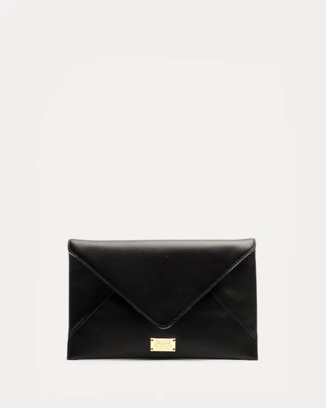 Evie Envelope Clutch Nappa Black sold by Frances Valentine