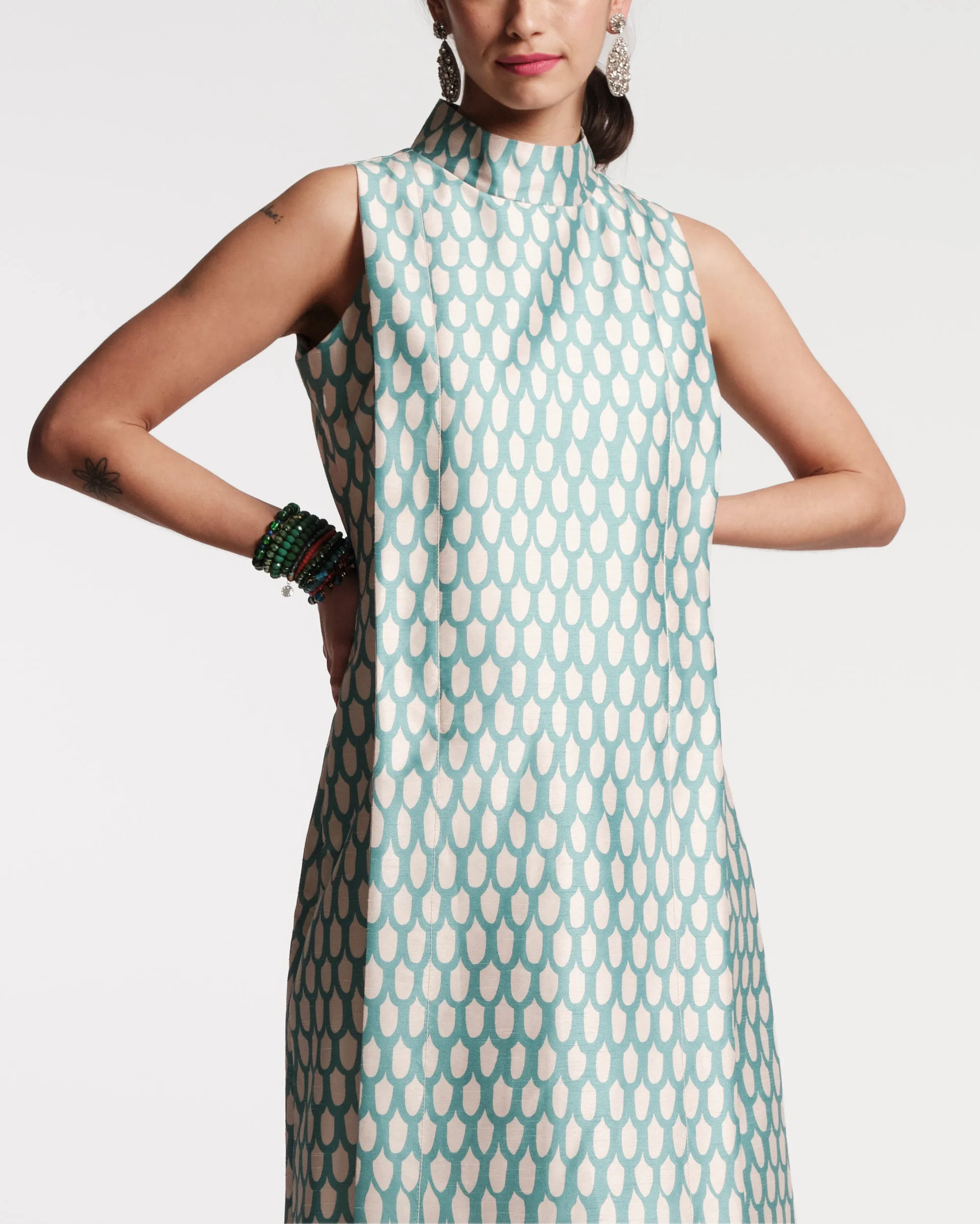 Carlyle Dress Loop Print Oyster Light Blue | Parallel