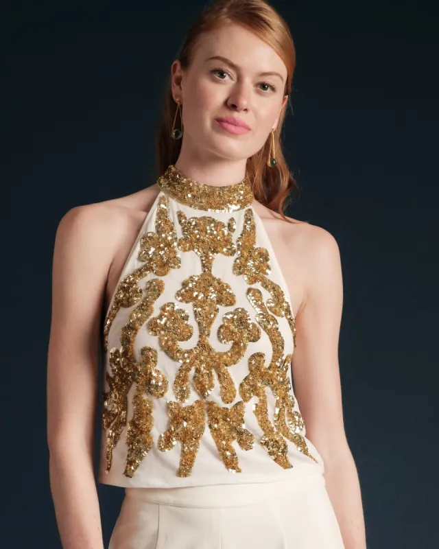 Goddess Top White Gold sold by Frances Valentine