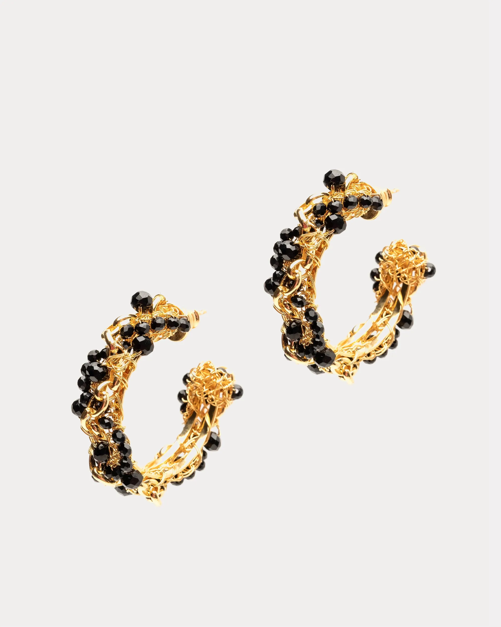 Hera Hoop Earring Gold Black sold by Frances Valentine
