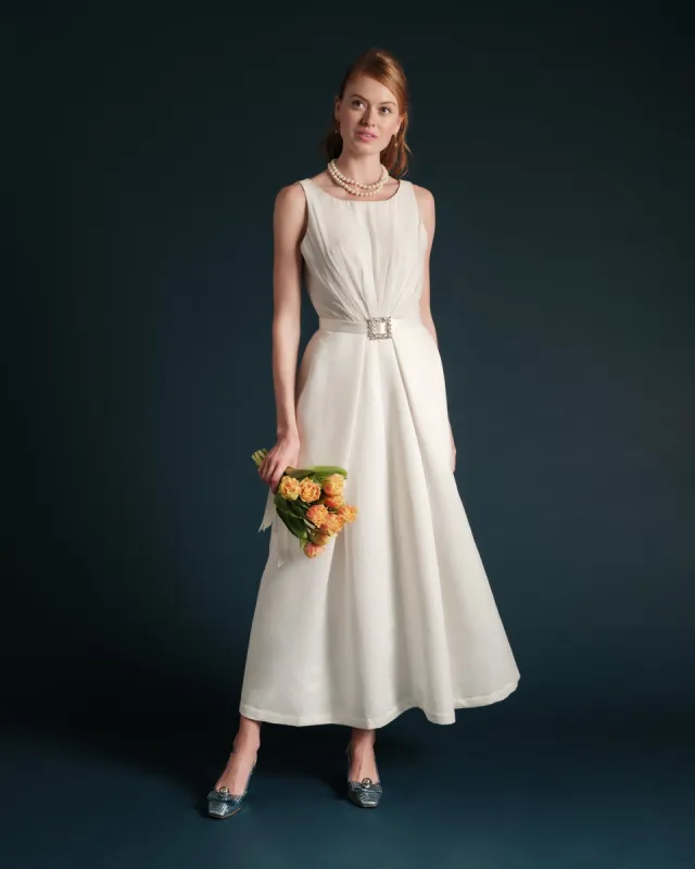 Chrysanthemum Maxi Dress Oyster sold by Frances Valentine