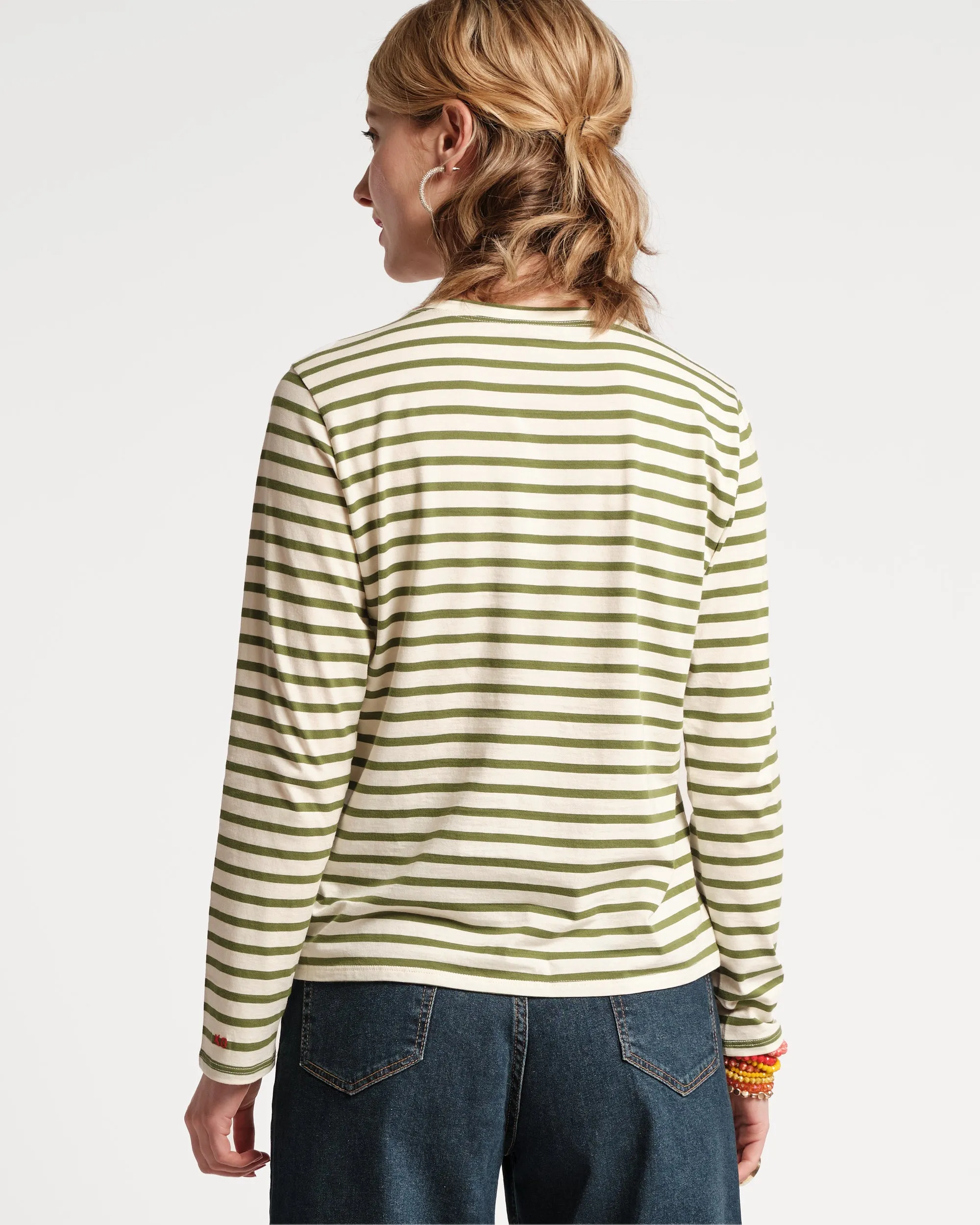 Long Sleeve Striped Tee Shirt - Oyster Green sold by Frances Valentine product image thumbnail 4