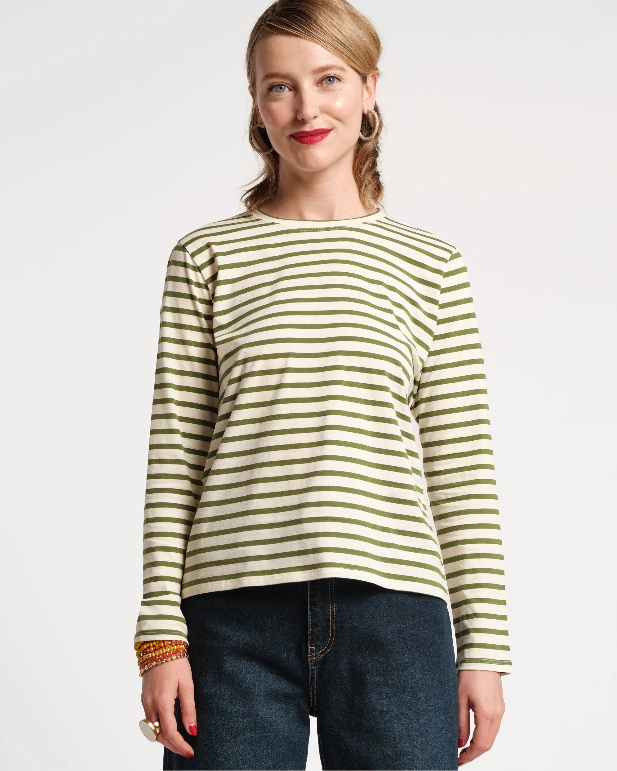 Long Sleeve Striped Tee Shirt - Oyster Green sold by Frances Valentine product image thumbnail 2