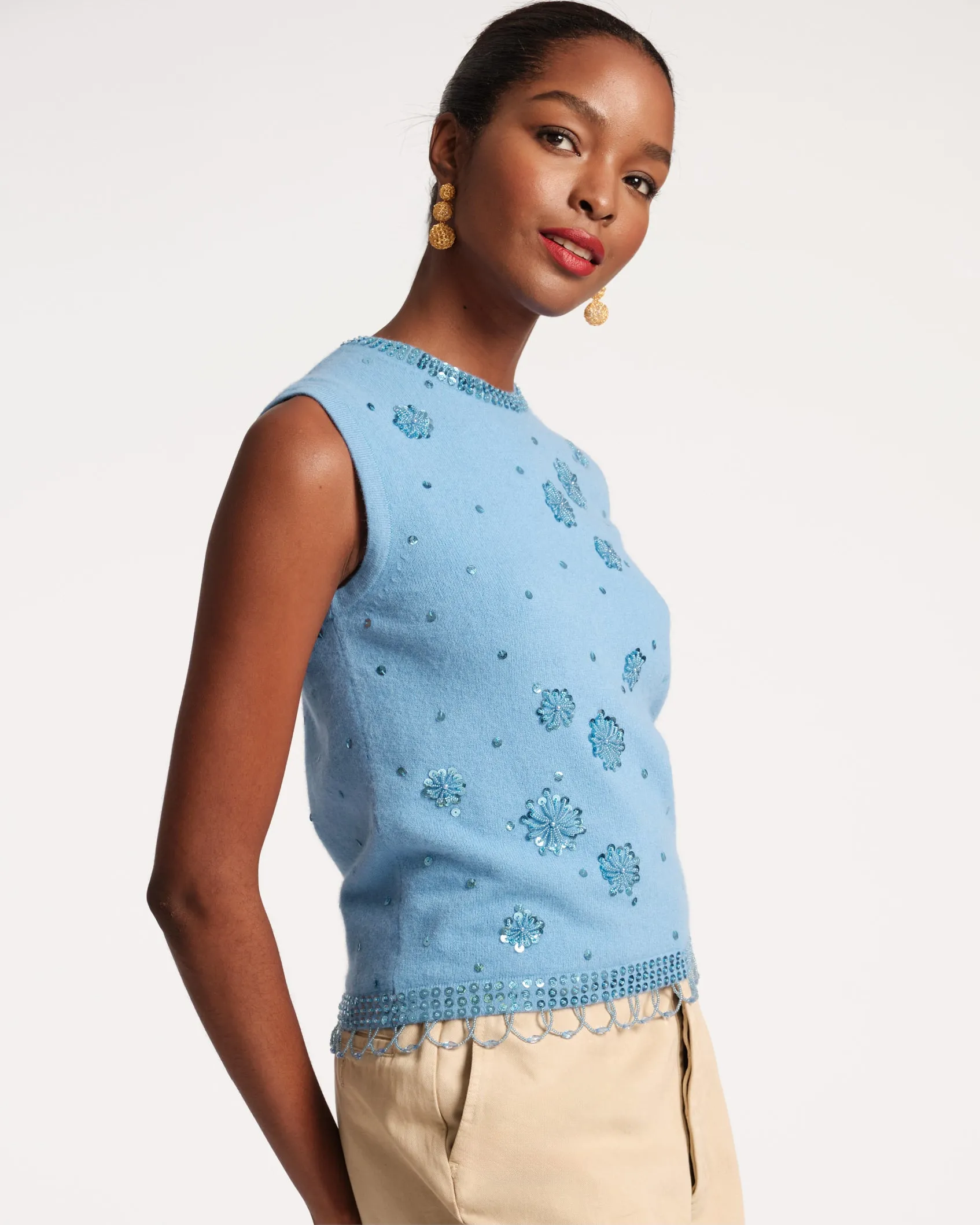 Star Embroidered Knit Shell - Light Blue sold by Frances Valentine product image thumbnail 4