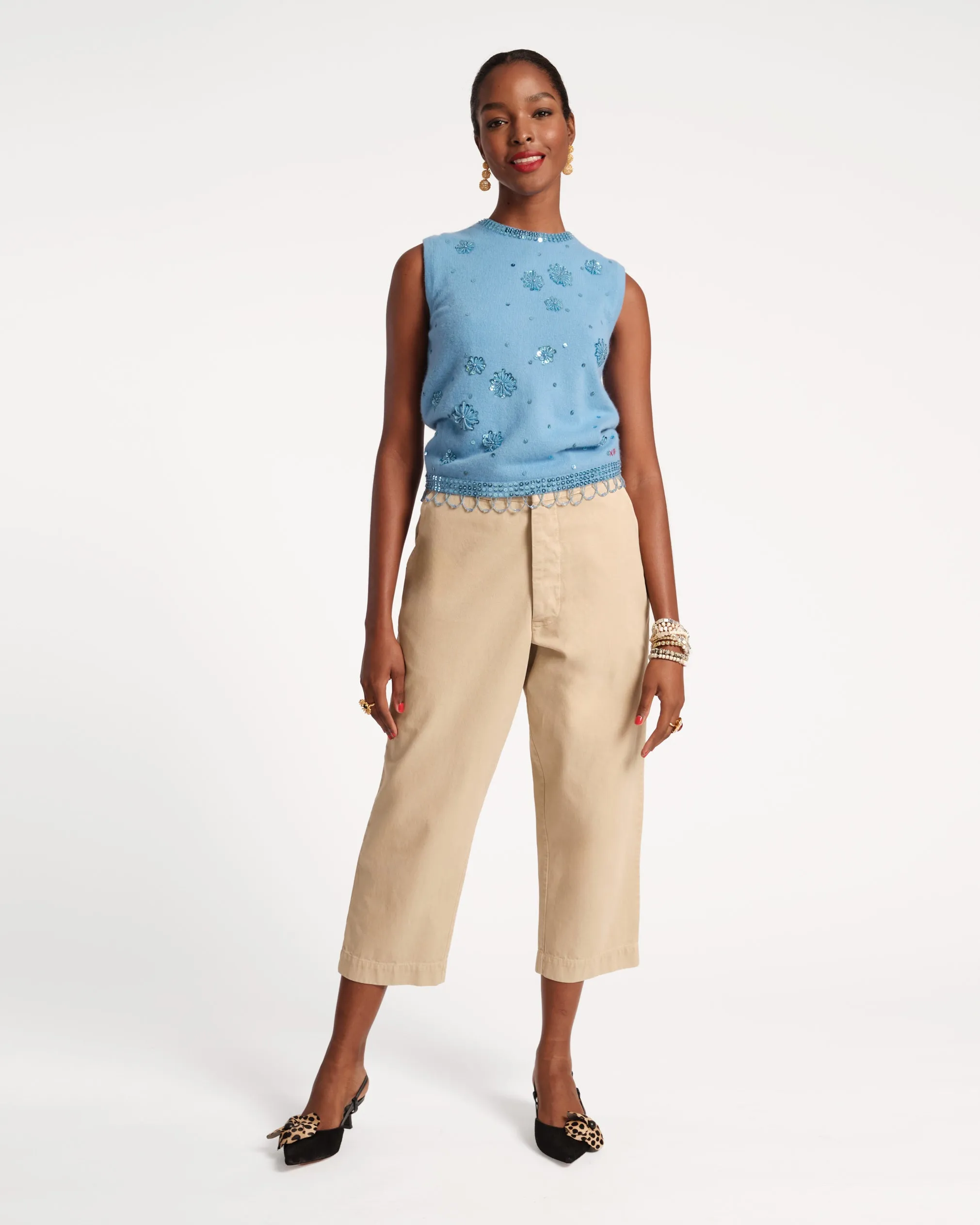 Star Embroidered Knit Shell - Light Blue sold by Frances Valentine product image thumbnail 3