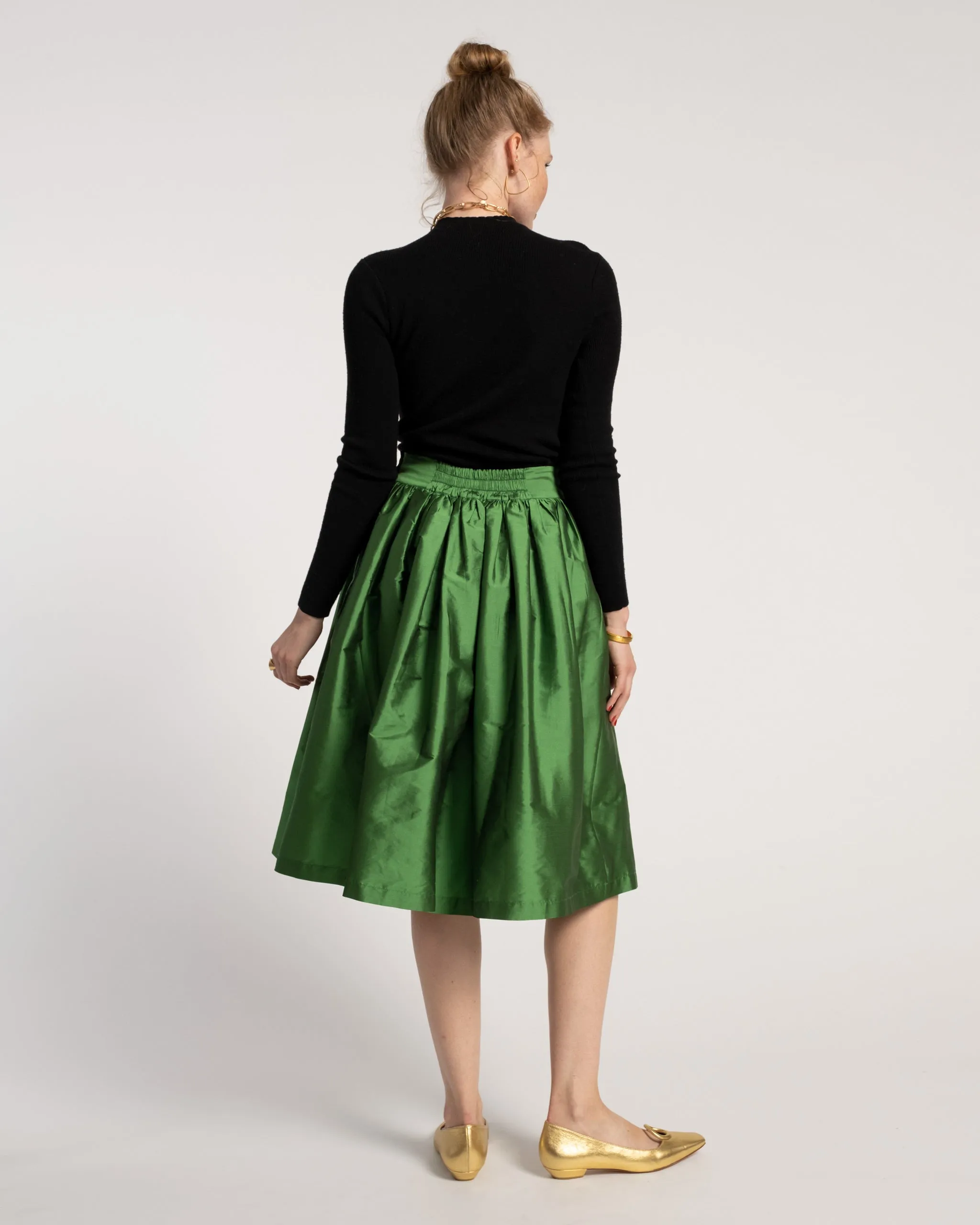 Barbara Gathered Midi Skirt Emerald sold by Frances Valentine product image thumbnail 3