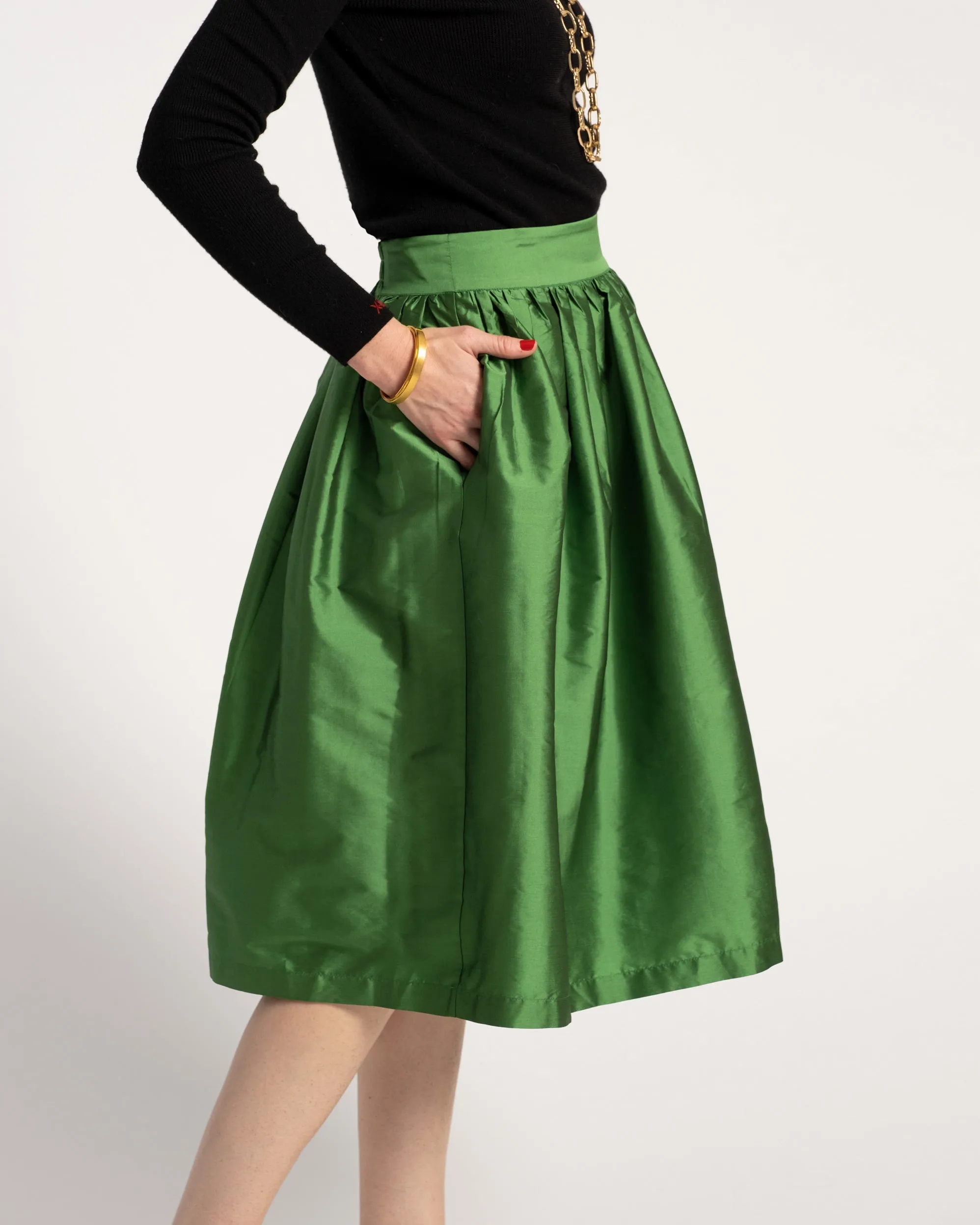 Barbara Gathered Midi Skirt Emerald sold by Frances Valentine product image thumbnail 2