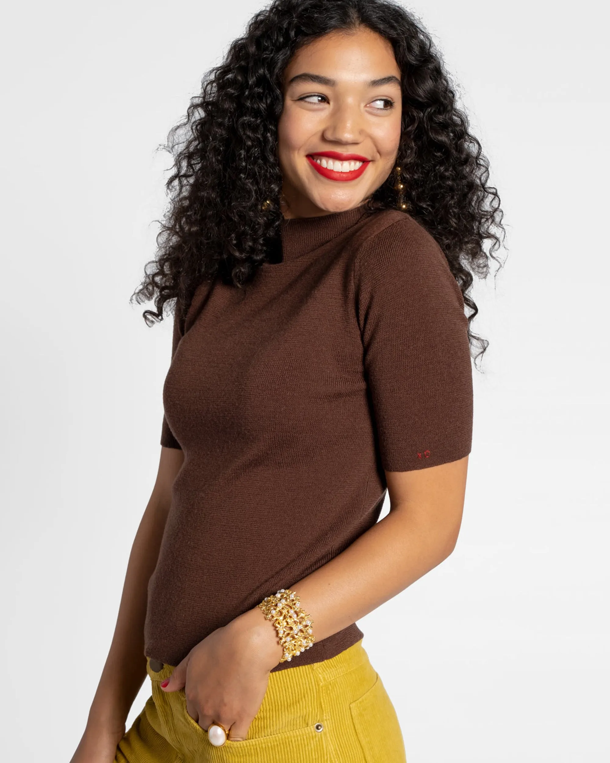 Marie Merino Mock Neck Chocolate sold by Frances Valentine product image thumbnail 2