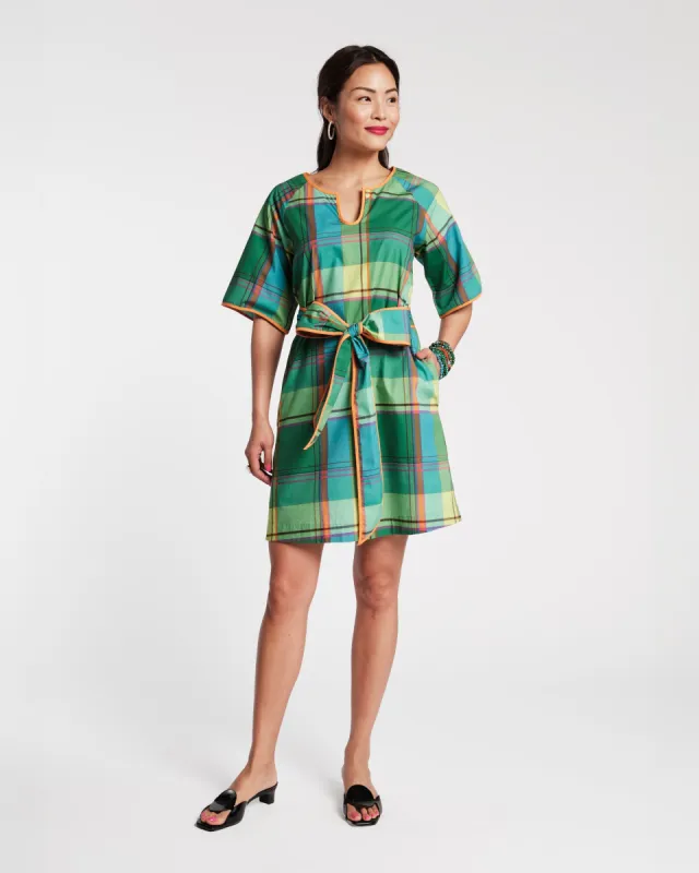 Doris Mini Dress Cotton Poplin Carter Madras Print sold by Frances Valentine