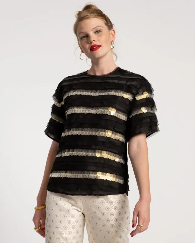 Lainie Top Sequin Tulle Stripe sold by Frances Valentine