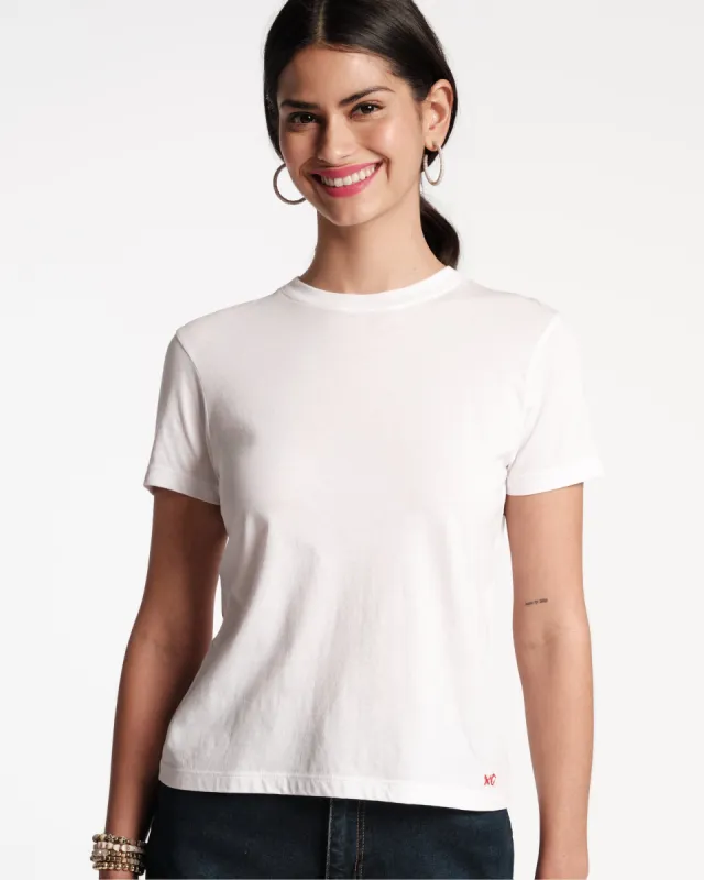 Super Pima Crewneck Tee Shirt - White sold by Frances Valentine