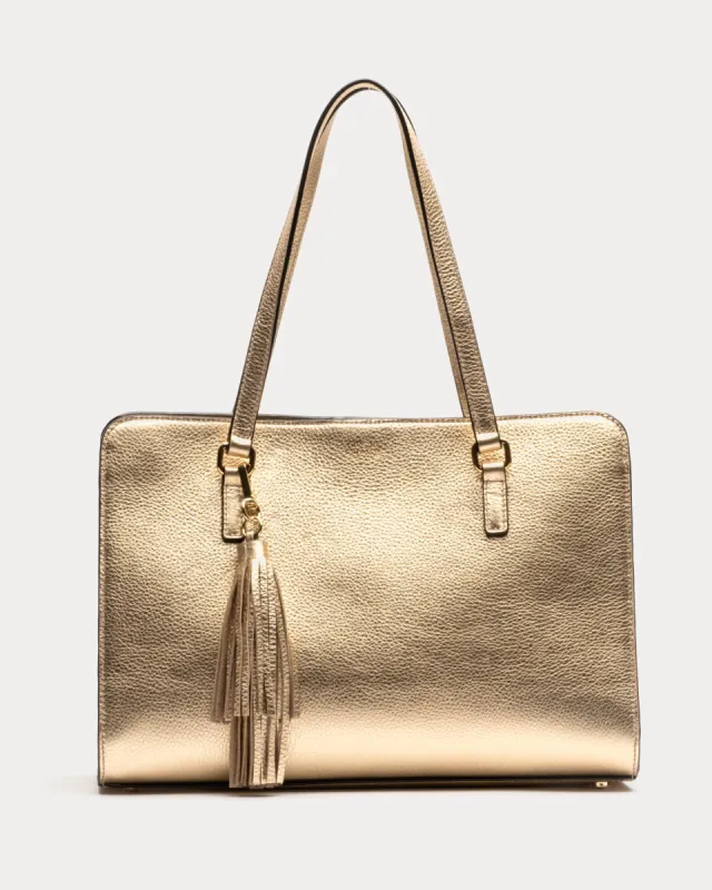 Sami Tote Tumbled Leather Platino sold by Frances Valentine