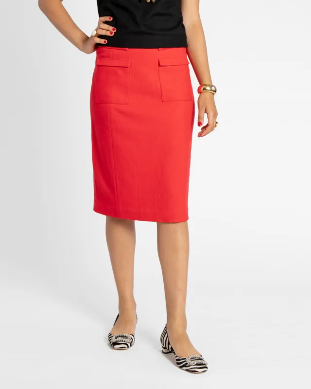 Wool Pencil Skirt - Red sold by Frances Valentine