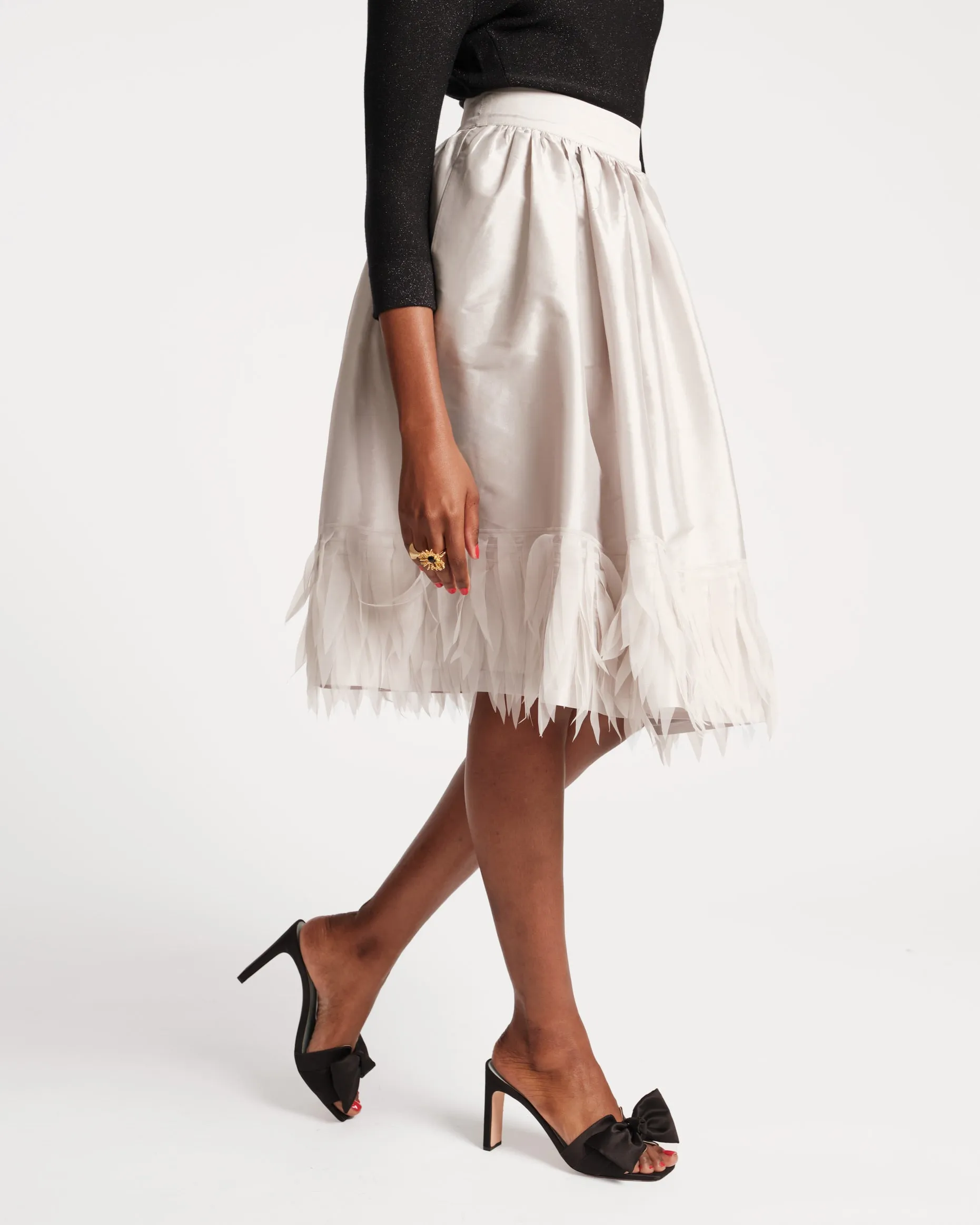 Barbara Midi Feather Skirt - Silver sold by Frances Valentine product image thumbnail 2