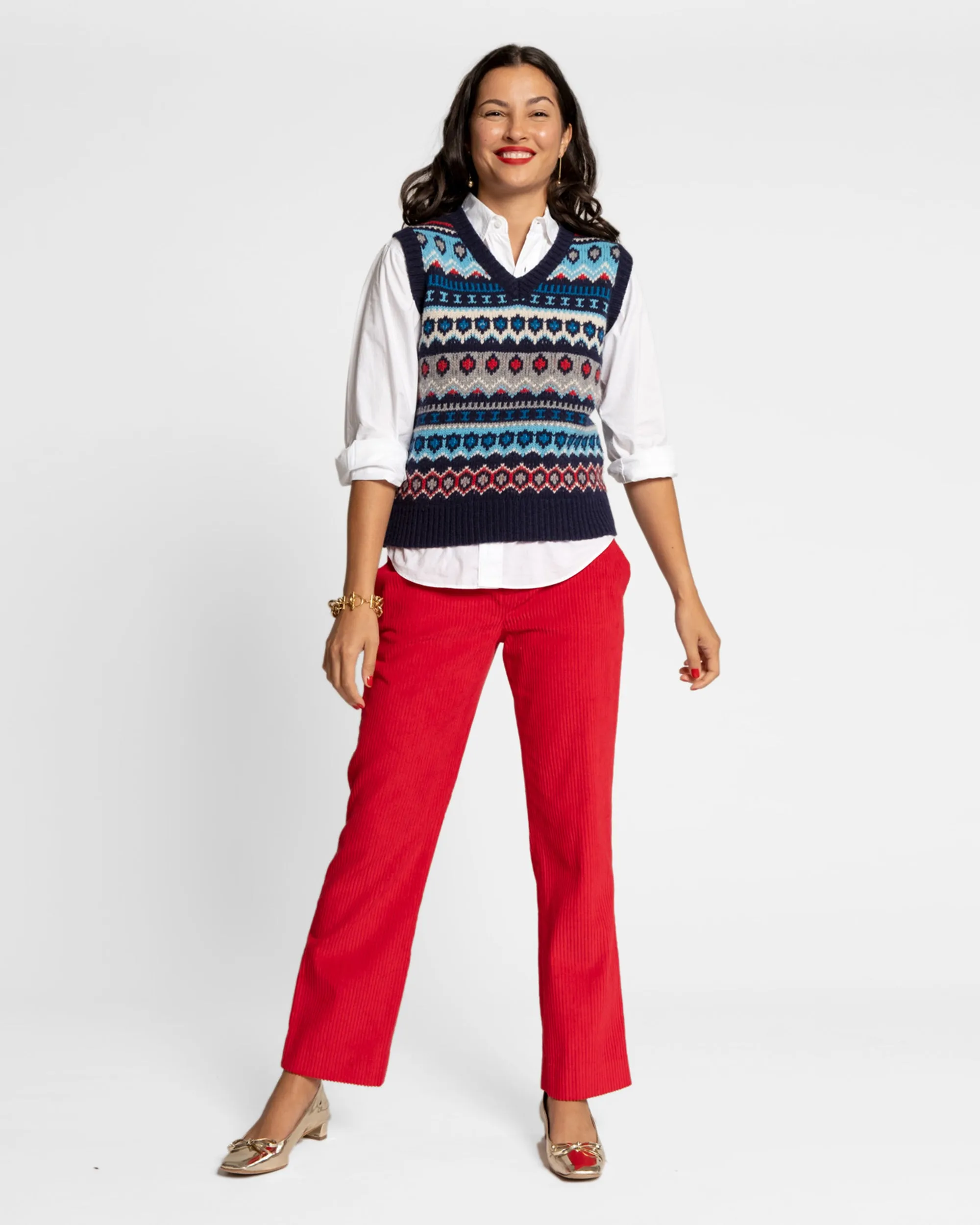 Eryn Wool Fair Isle Vest Blue sold by Frances Valentine product image thumbnail 2