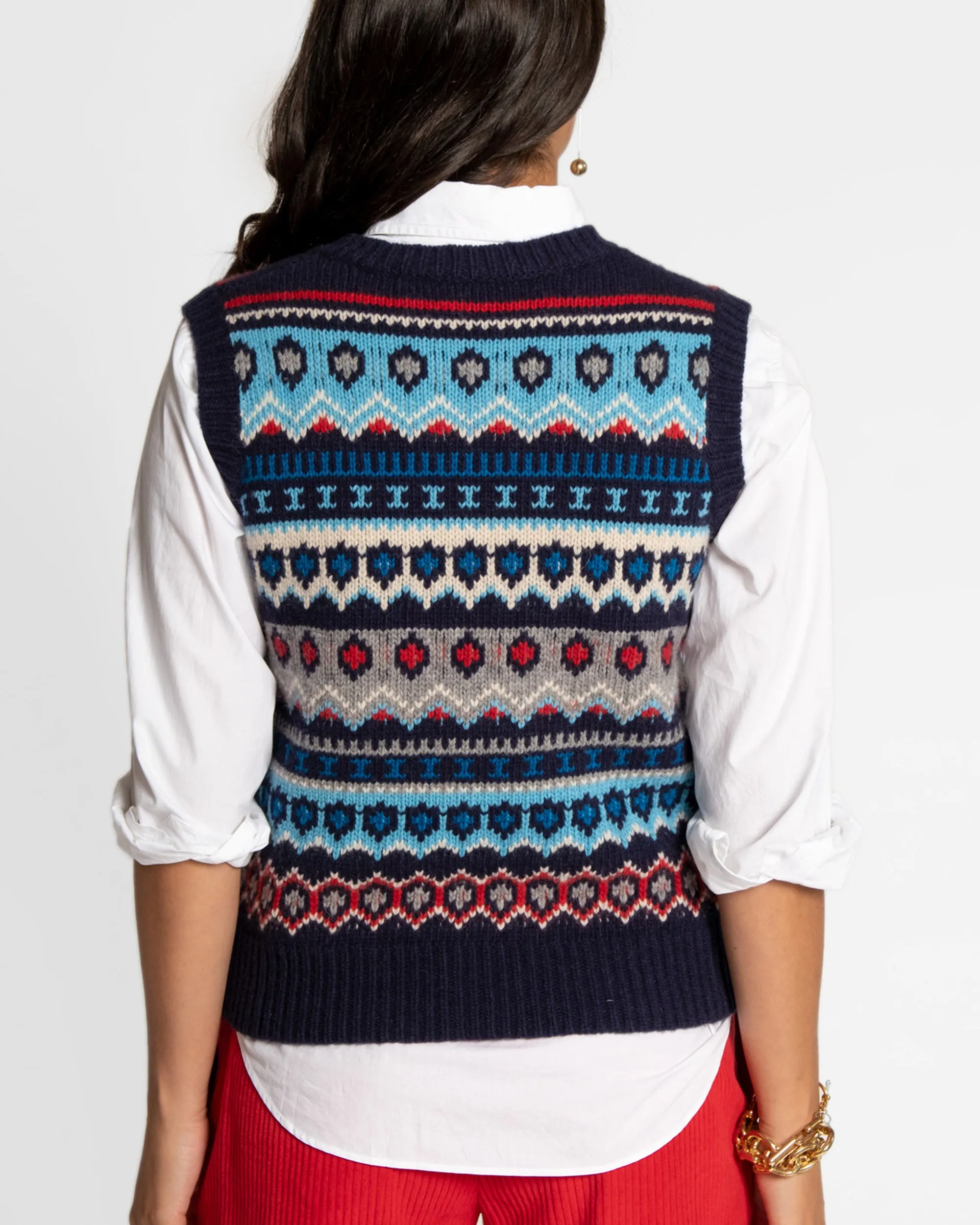 Eryn Wool Fair Isle Vest Blue sold by Frances Valentine product image thumbnail 3