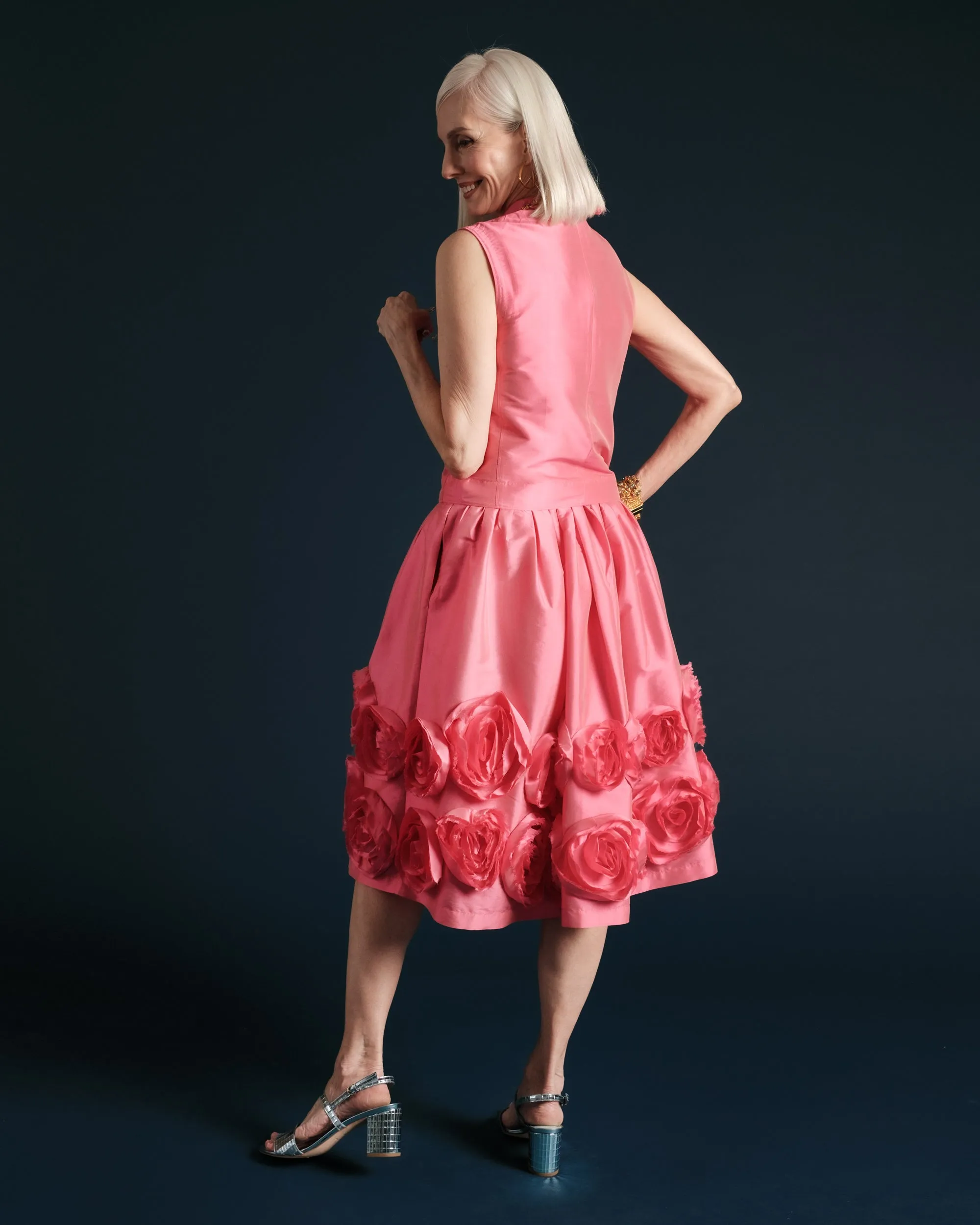 Barbara Skirt Flowers - Shantung Pink sold by Frances Valentine product image thumbnail 4