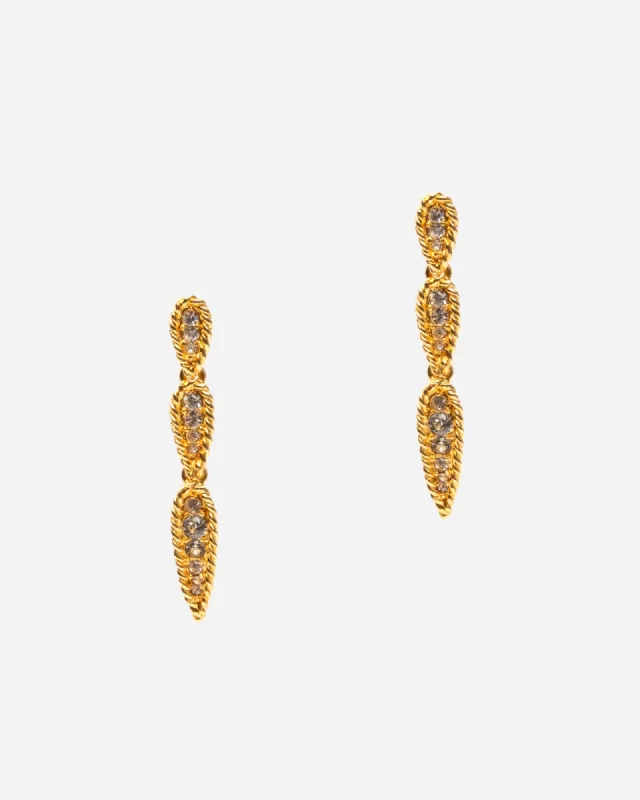 Tri Gold Crystal Tear Drop Earrings made by Frances Valentine