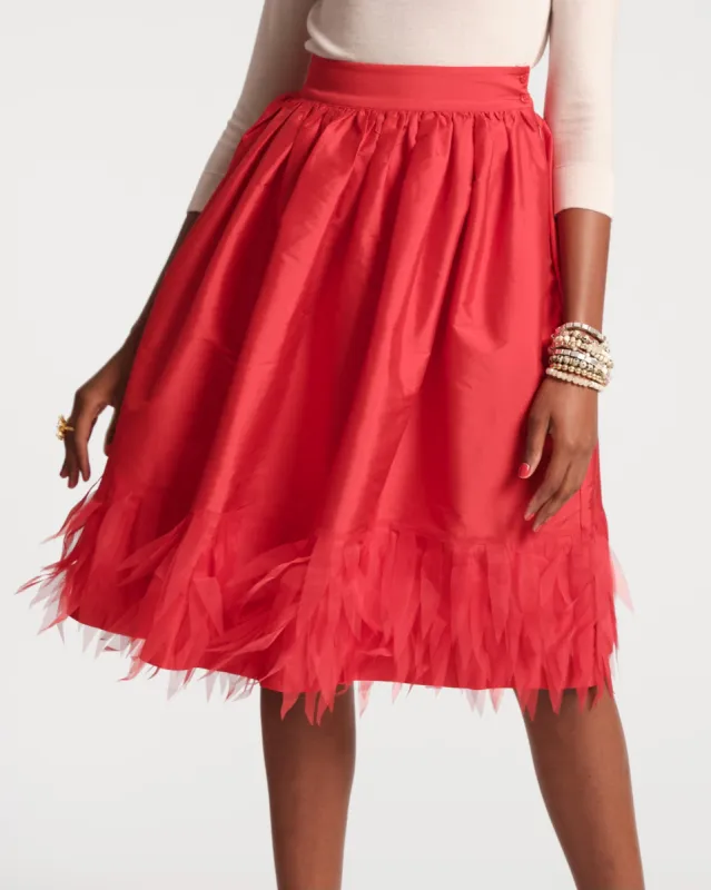 Barbara Midi Feather Skirt - Red sold by Frances Valentine