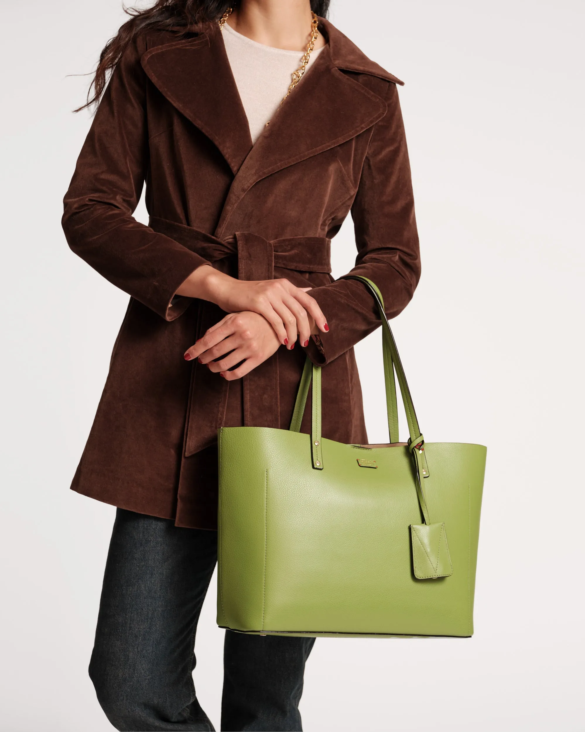 Trixie Tote Tumbled Leather Moss Green sold by Frances Valentine product image thumbnail 2