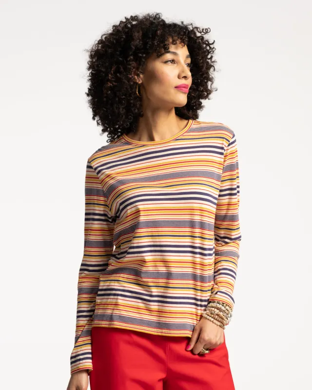 Long Sleeve Tee Shirt Regatta Stripe Navy Yellow sold by Frances Valentine