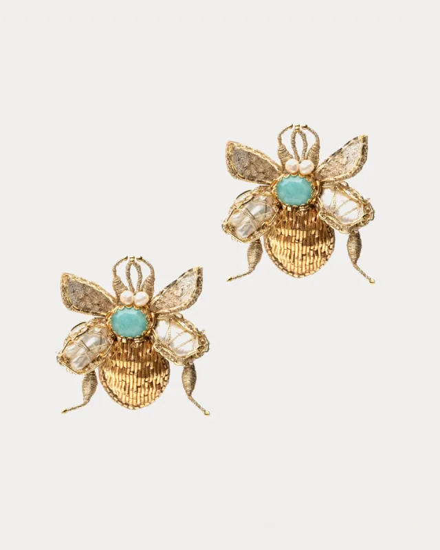 Scarab Beaded Earrings Gold sold by Frances Valentine