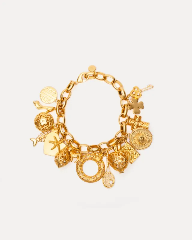 FV Charm Bracelet Gold made by Frances Valentine