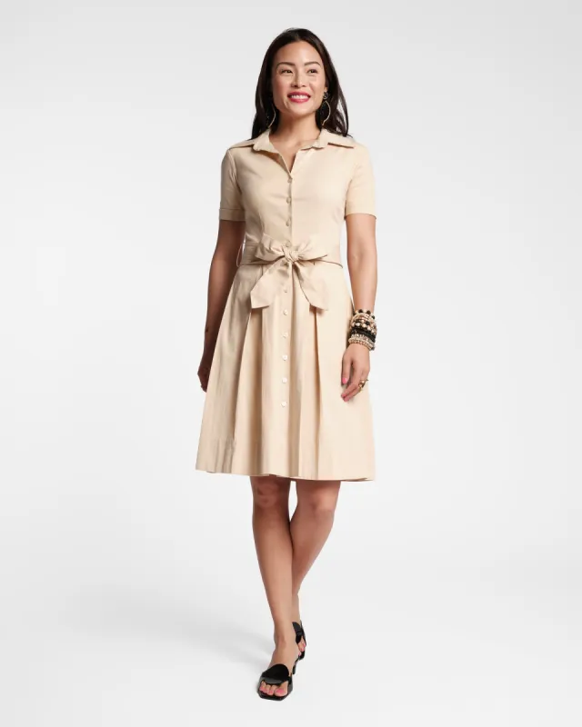Bella Midi Dress Cotton Khaki sold by Frances Valentine