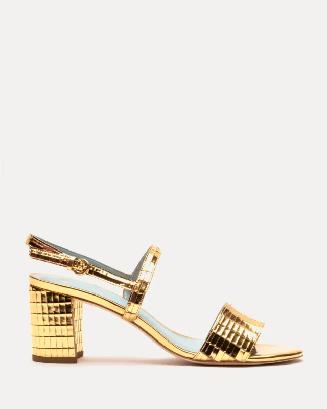 Bettina Sandal Disco Leather Gold sold by Frances Valentine