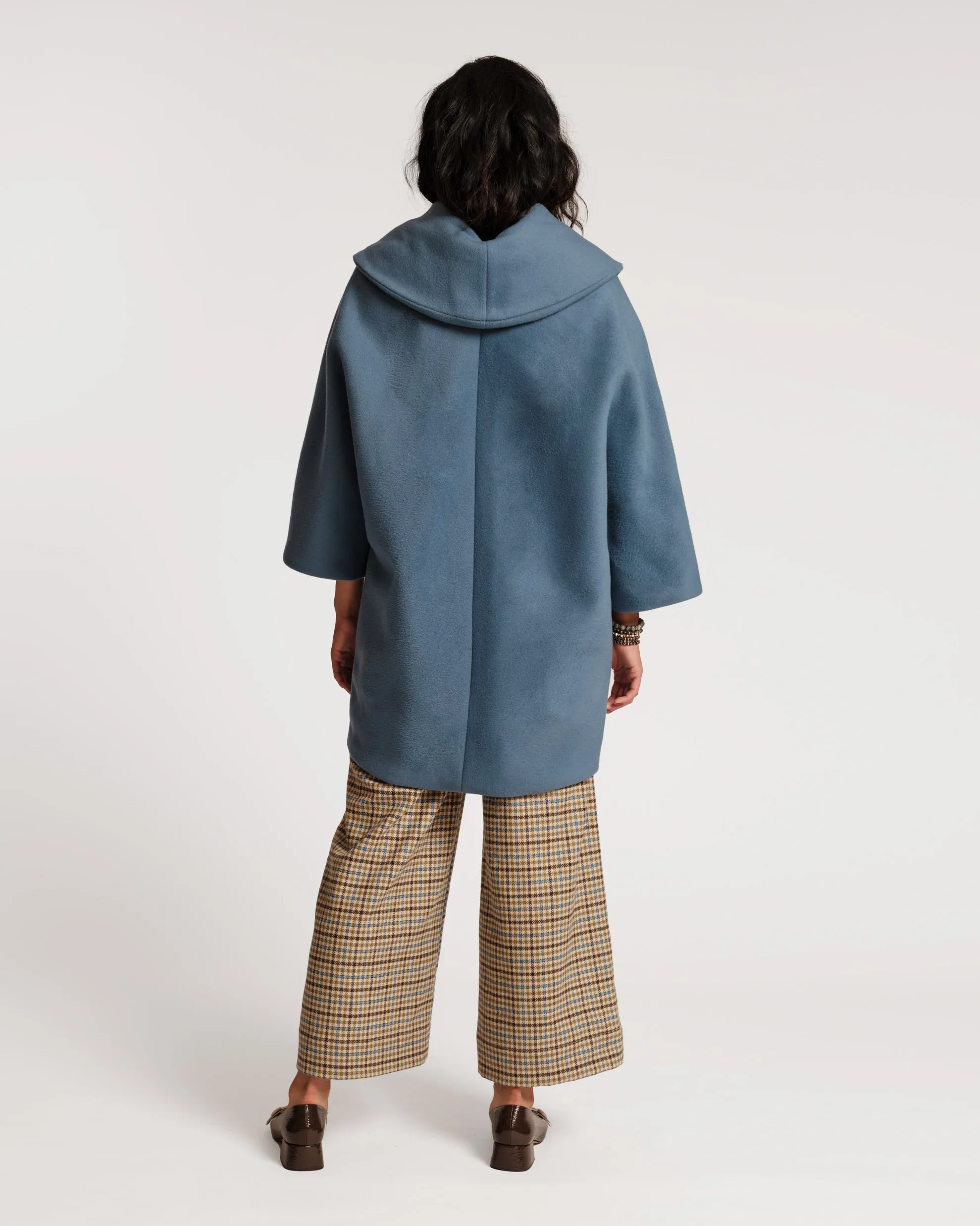 Cocoon Shawl Collar Wool Coat Blue sold by Frances Valentine product image thumbnail 4