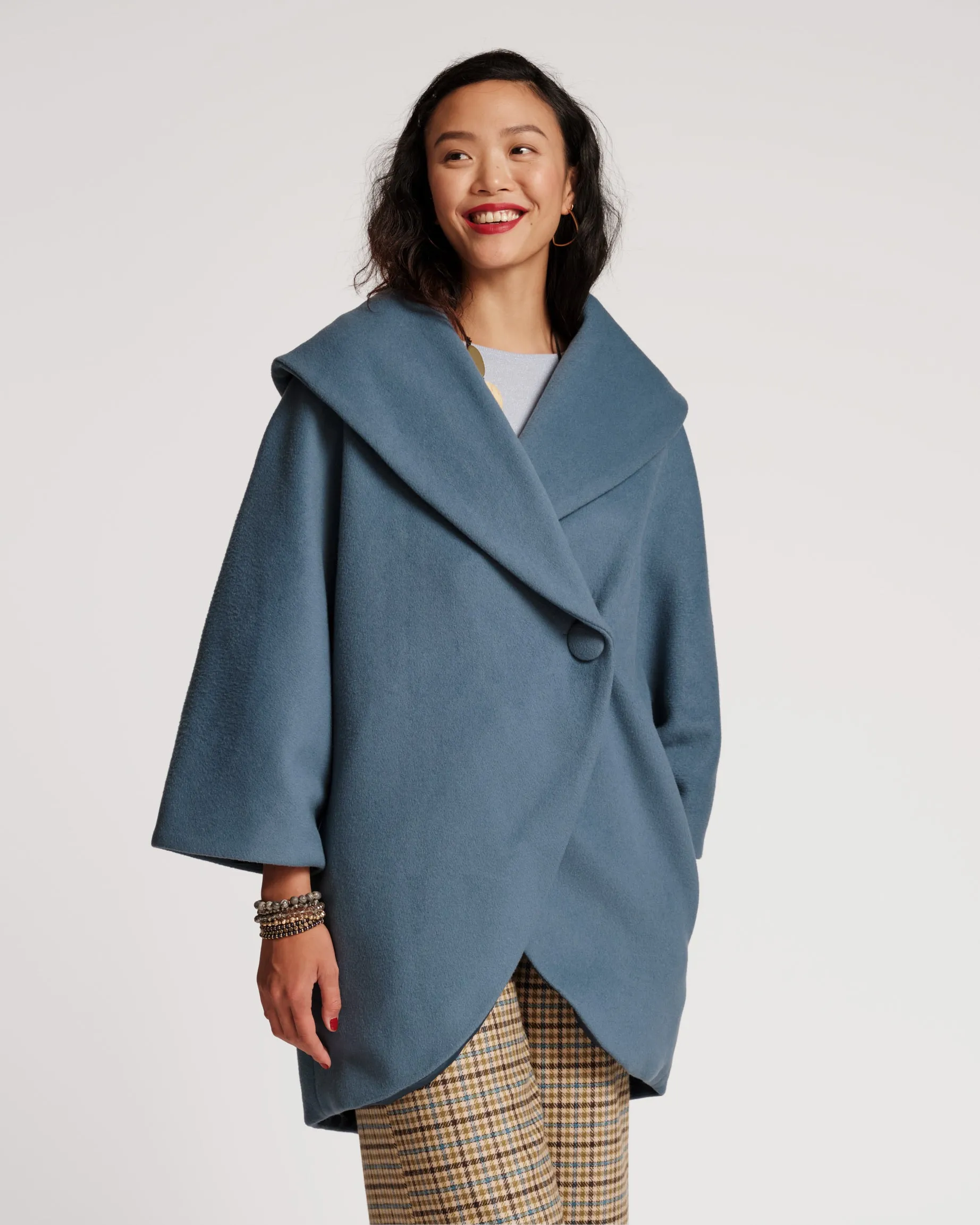 Cocoon Shawl Collar Wool Coat Blue sold by Frances Valentine product image thumbnail 2
