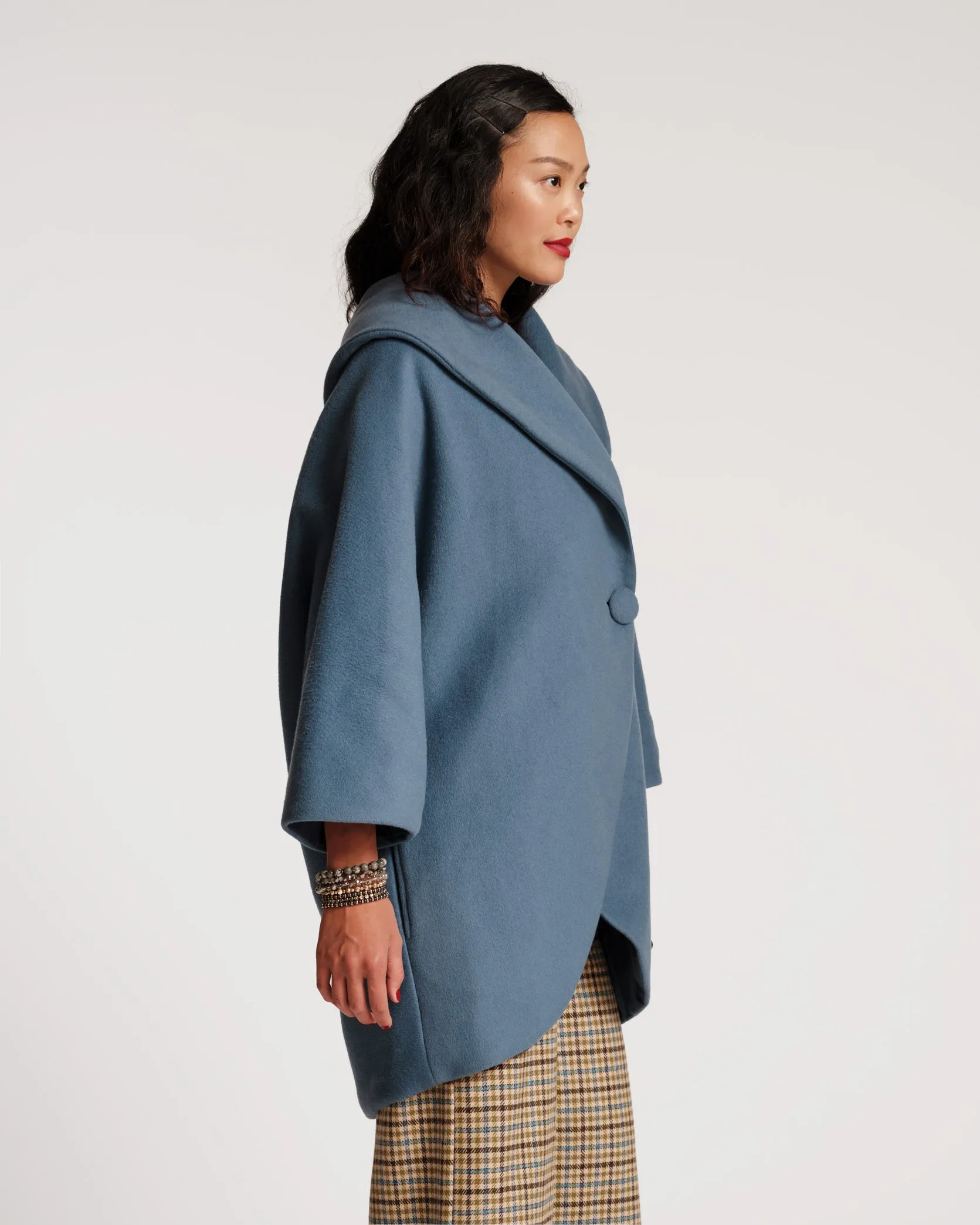 Cocoon Shawl Collar Wool Coat Blue sold by Frances Valentine product image thumbnail 3
