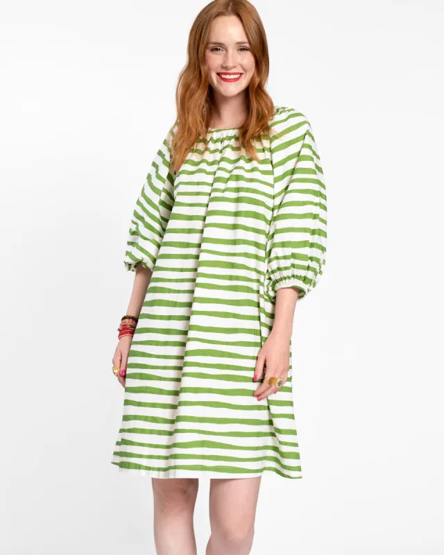 Bliss Mini Painterly Stripe Basil White sold by Frances Valentine