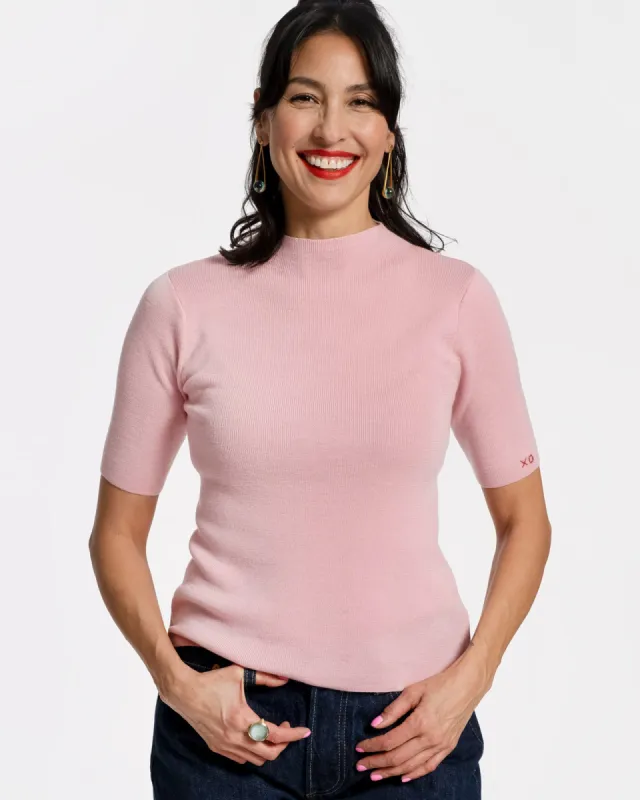 Marie Merino Mock Neck - Pink sold by Frances Valentine