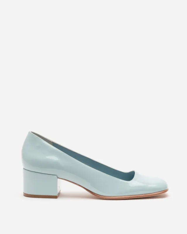 Doll Pump Soft Patent Light Blue sold by Frances Valentine