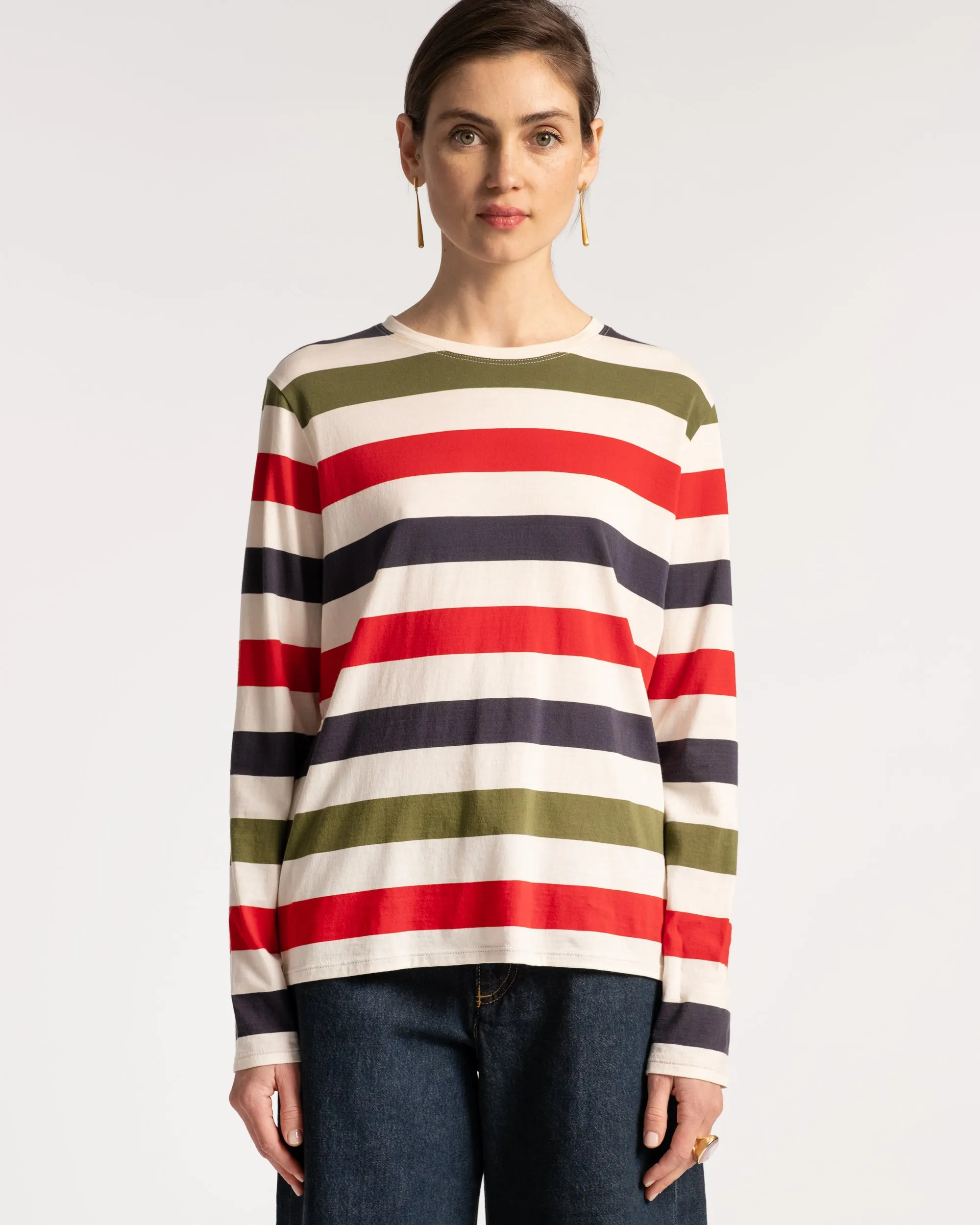Long Sleeve Tee Shirt Boatman Stripe Oyster Multi sold by Frances Valentine product image thumbnail 2