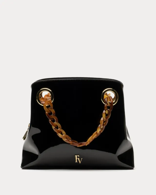 Skip Tote Soft Patent Black sold by Frances Valentine