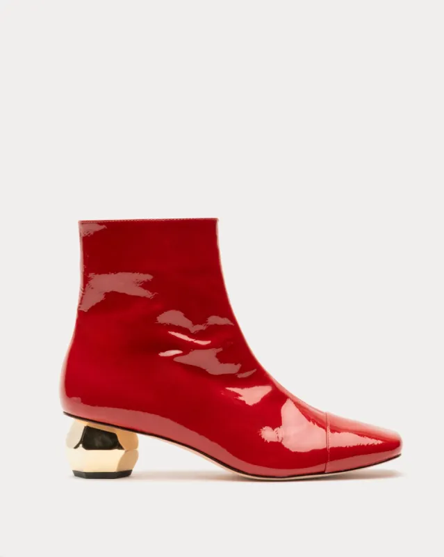 Marnie Soft Patent Crinkle Boot Cranberry sold by Frances Valentine