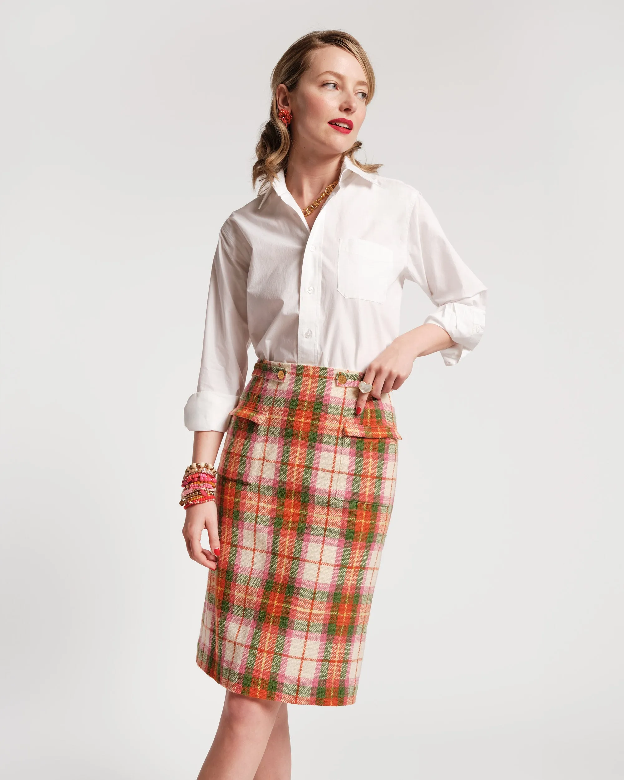 Wool Plaid Pencil Skirt - Central Park sold by Frances Valentine product image thumbnail 2