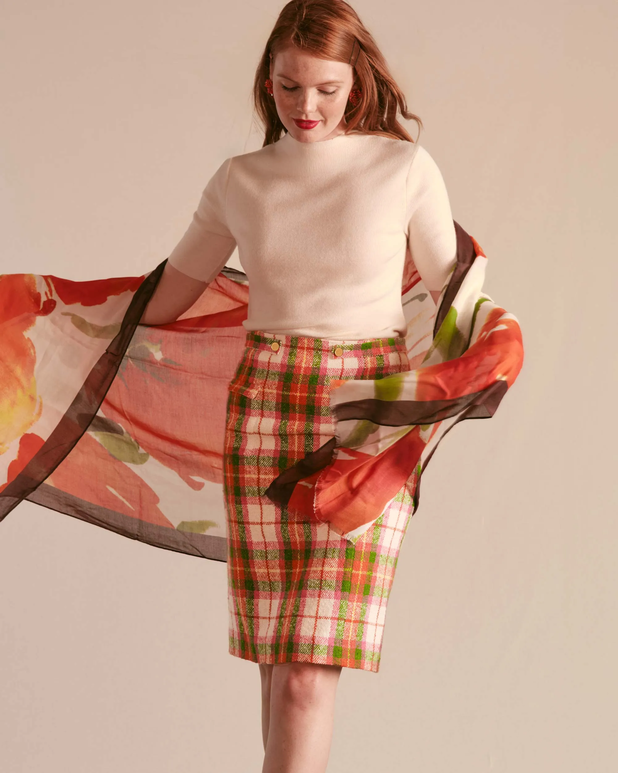 Wool Plaid Pencil Skirt - Central Park sold by Frances Valentine
