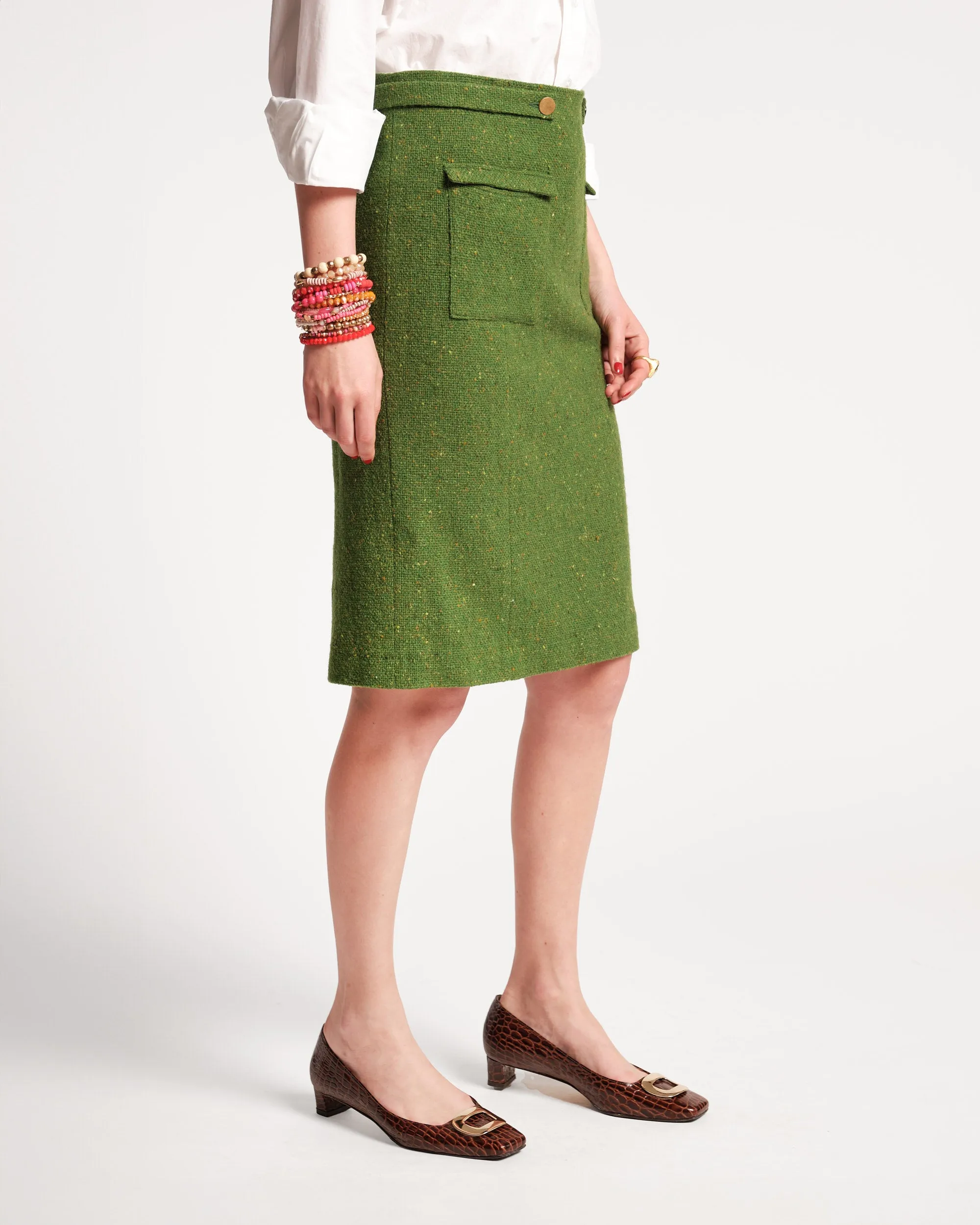 Wool Pencil Skirt - Green sold by Frances Valentine product image thumbnail 3