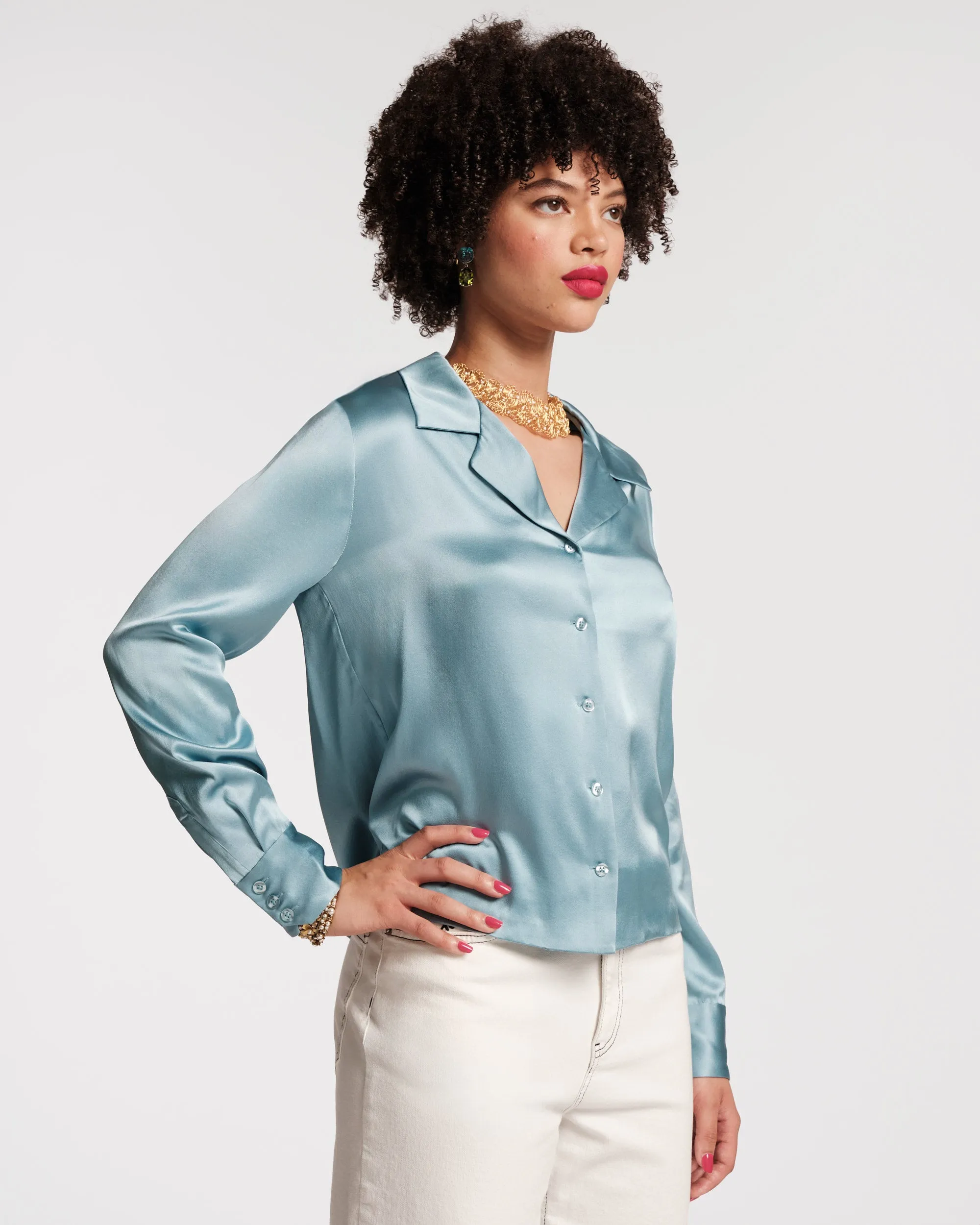 Katherine Silk Blouse - Light Blue sold by Frances Valentine product image thumbnail 2