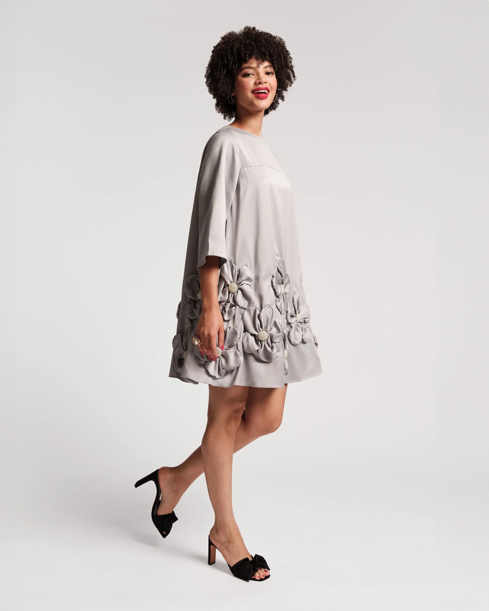 edie floral mini dress Edie Baby Doll Mini Dress Black